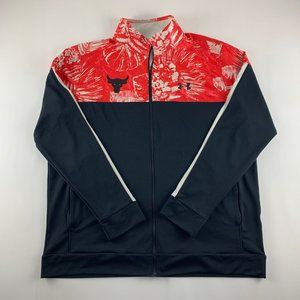 Project Rock Under Armour Mens Red Black Athletic Track Jacket Mesn XL